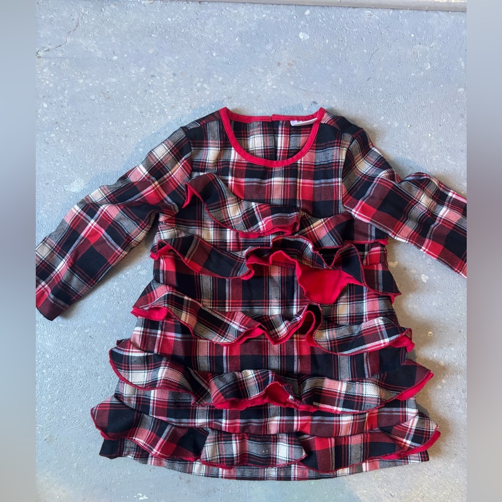 Hanna Anderson Plaid Ruffle Dress size 80